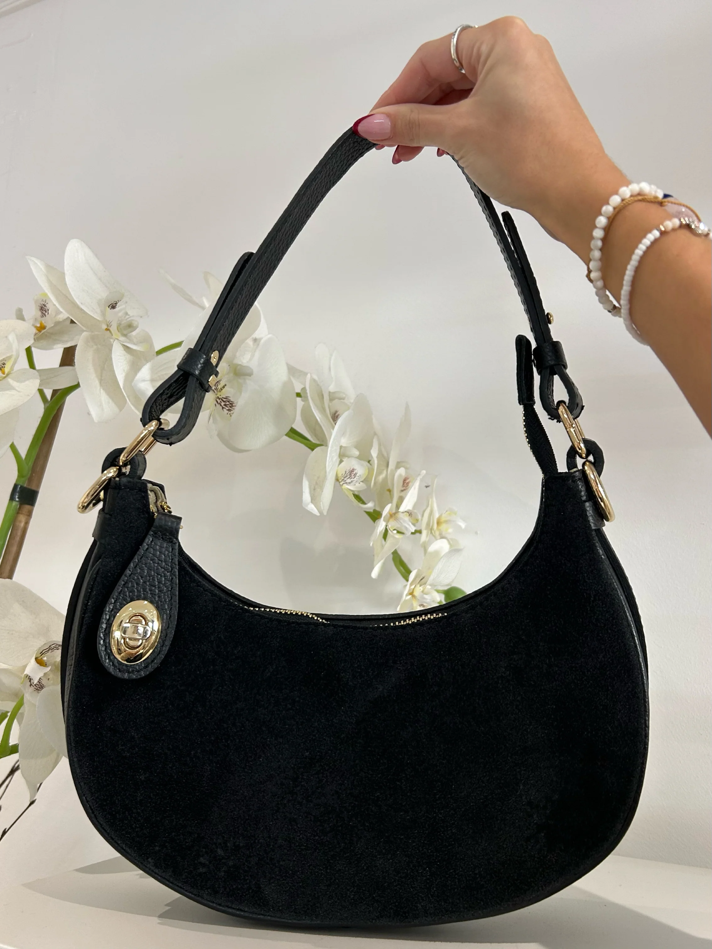 Genuine Leather Gold Detail Hardware Shoulder Bag (5 Colours) - Image 4