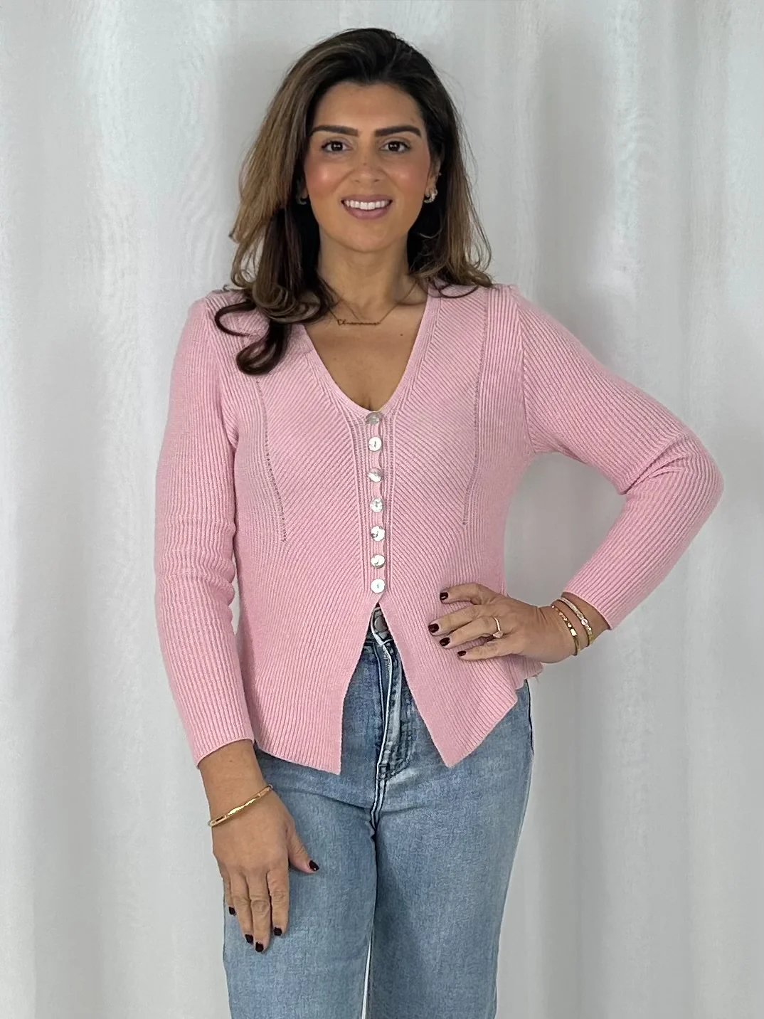 V-Neck Long Sleeve Button Up Cardigan (5 Colours) - Image 3