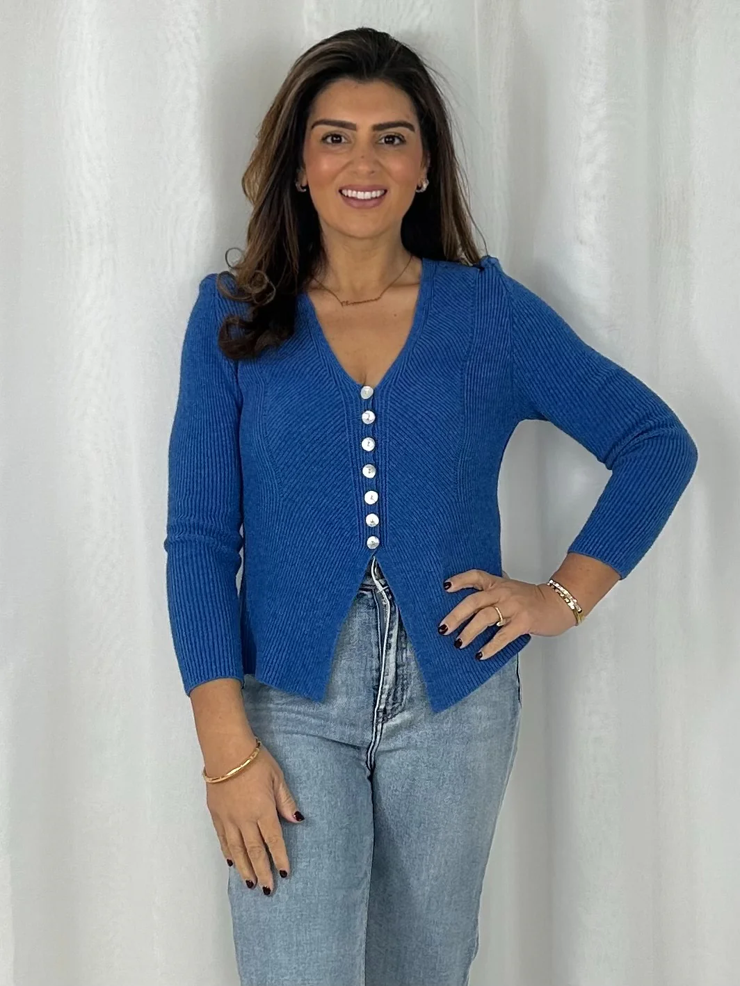V-Neck Long Sleeve Button Up Cardigan (5 Colours) - Image 5